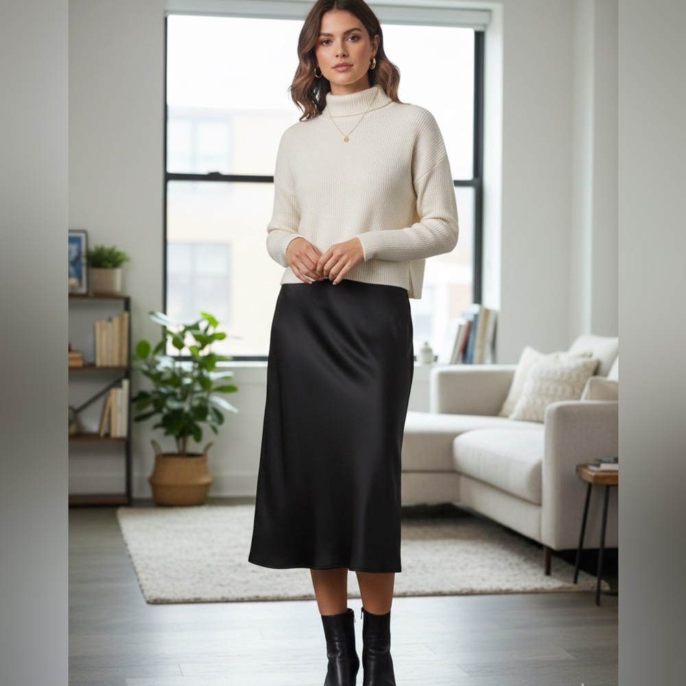 XSCAPE Black Midi Skirt Size M